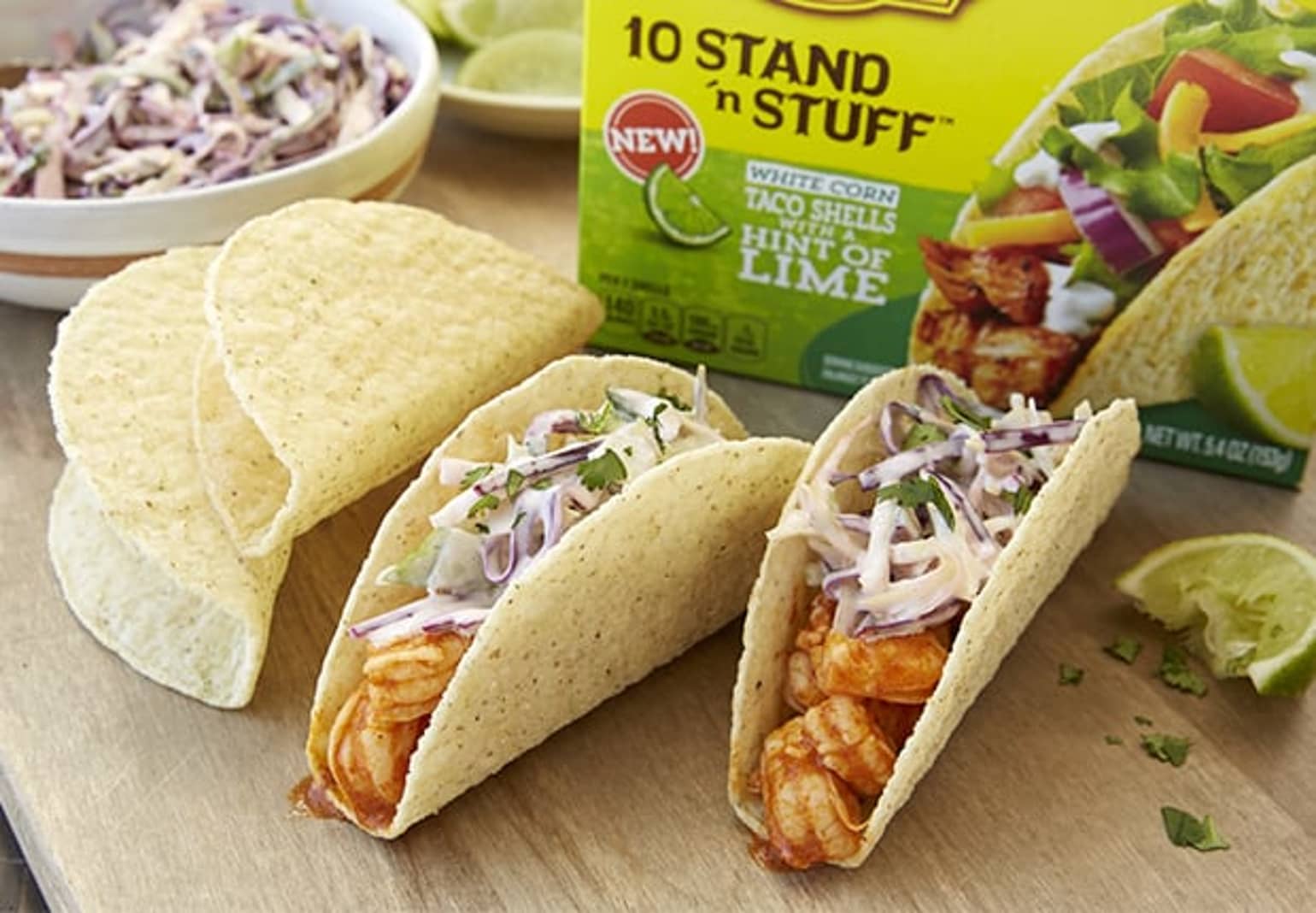 Shrimp Tacos with Creamy Lime Slaw